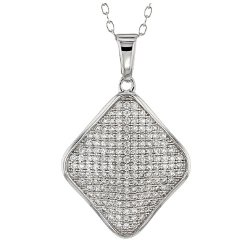 CZ  Sterling Silver necklace coated in rhodium Never worn!